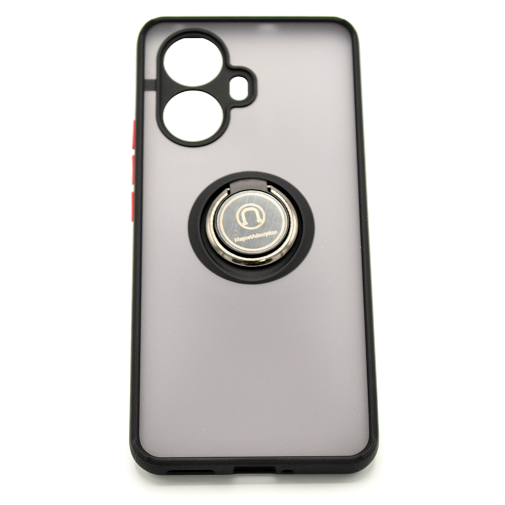 Чехол-накладка TPU Color Matte Ring для Realme 10 Pro Plus чёрно-красный