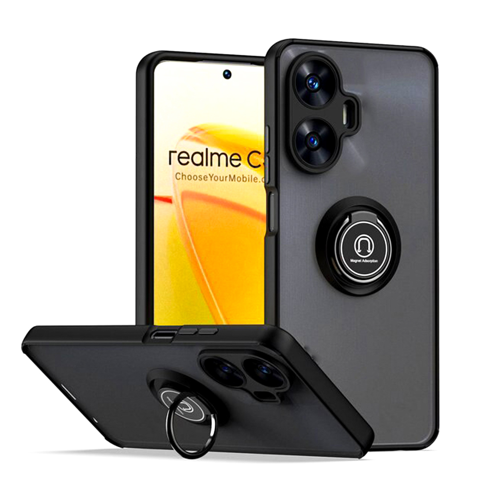 Чехол - накладка TPU Color Matte Ring для Realme C55 чёрный