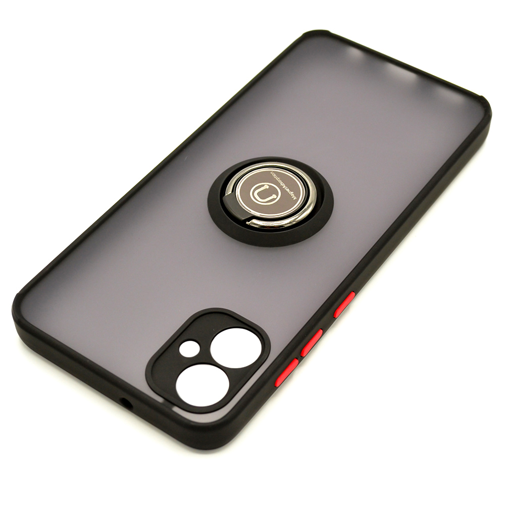 Чехол - накладка TPU Color Matte Ring для Samsung Galaxy A05 черный с красным