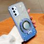 Силиконовый чехол накладка Glitter Case Kathy Tech для Samsung Galaxy A55​ с металлическим кольцом держателем в комплекте голубой