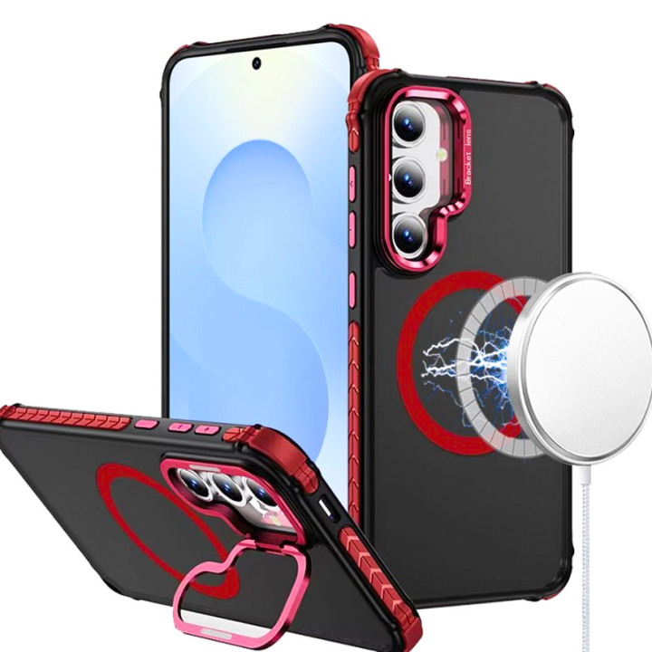 Матовый чехол - накладка Dual Color Camera Stand для Samsung Galaxy S24 FE