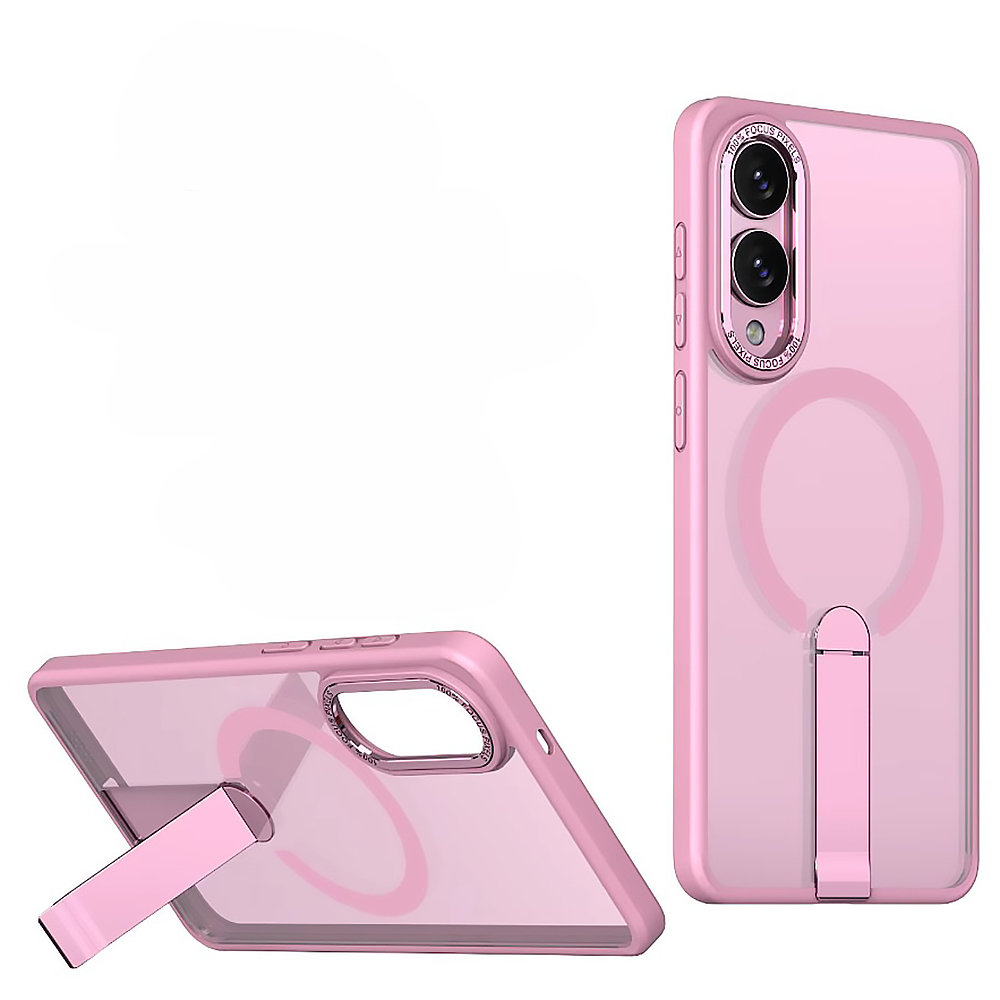 Чехол Color Matte with Metal Stand для Samsung Galaxy S25 Edge с поддержкой беспроводной зарядки и выдвижной подставкой розовый