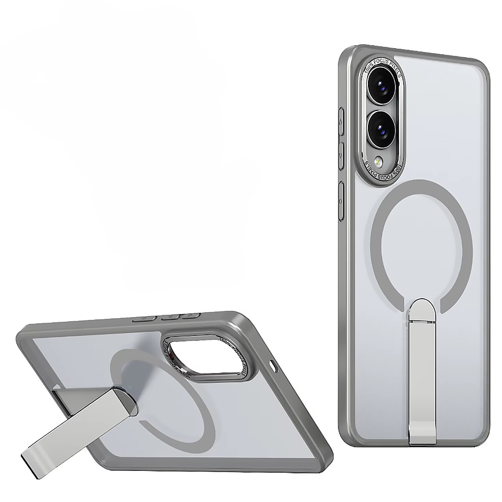 Чехол Color Matte with Metal Stand для Samsung Galaxy S25 Edge с поддержкой беспроводной зарядки и выдвижной подставкой серый