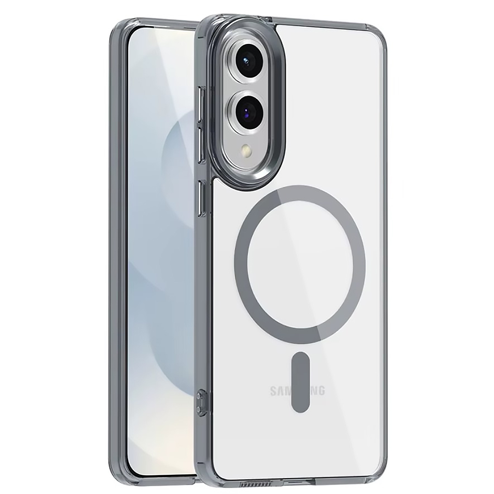 Чехол Ice Color Frame Magnetic Ring для Samsung Galaxy S25 Edge с поддержкой беспроводной зарядки серый