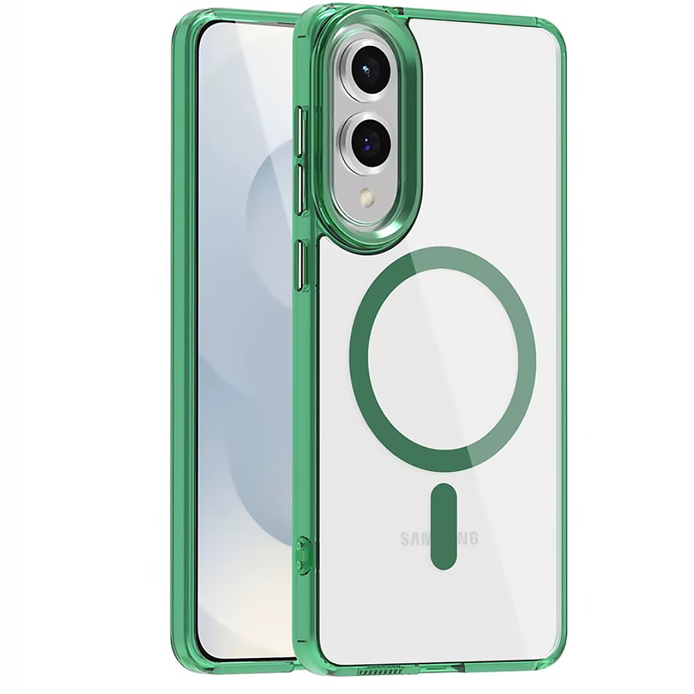 Чехол Ice Color Frame Magnetic Ring для Samsung Galaxy S25 Edge с поддержкой беспроводной зарядки зеленый