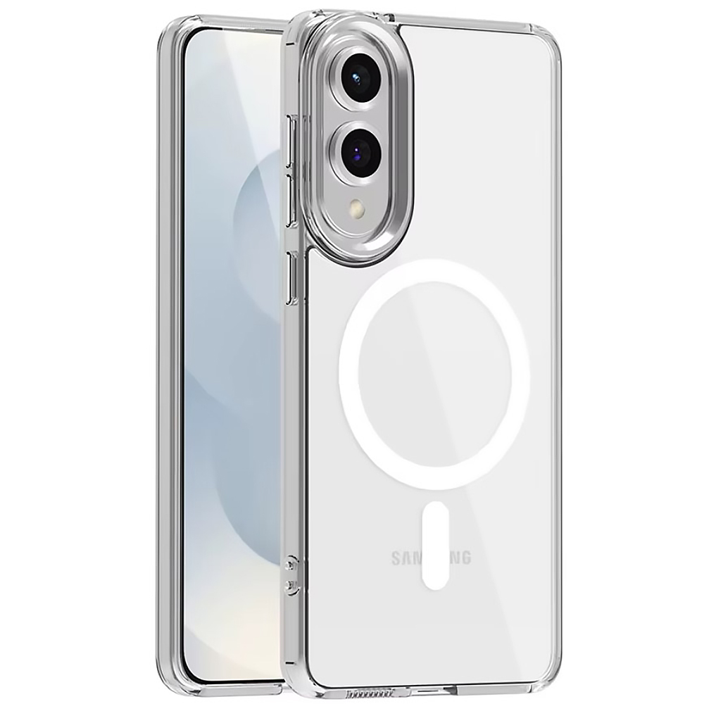 Чехол Ice Color Frame Magnetic Ring для Samsung Galaxy S25 Edge с поддержкой беспроводной зарядки прозрачный