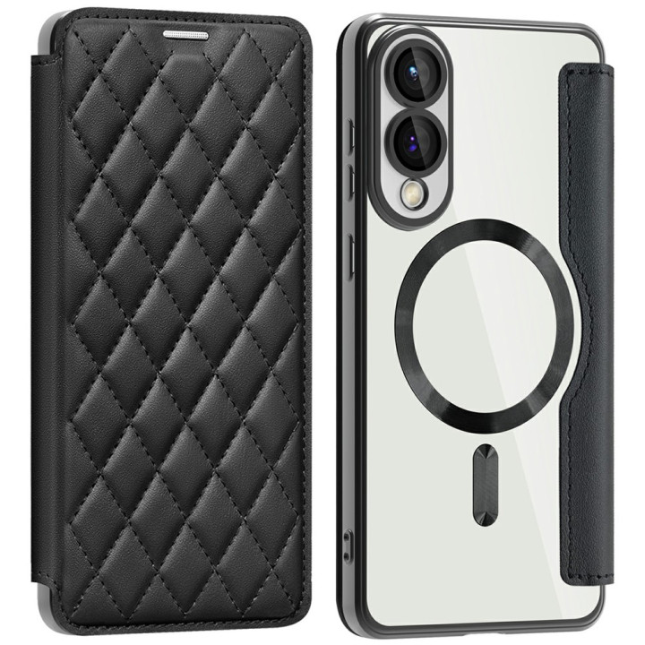 Чехол книга Lingge Glass для Samsung Galaxy S25 Edge с Mag - кольцом и защитой на камеру