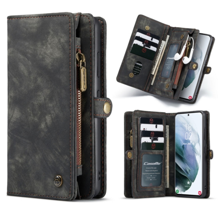Чехол-кошелек CaseMe Retro Leather для Samsung Galaxy S21 Ultra, Black