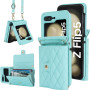 Чехол - кошелек Lingge Wallet для Samsung Galaxy Flip5 с быстрым возвратом и защитой RFID бирюзовый