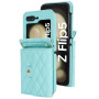 Чехол - кошелек Lingge Wallet для Samsung Galaxy Flip5 с быстрым возвратом и защитой RFID бирюзовый