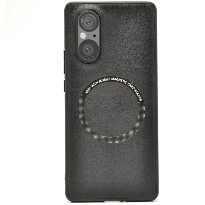 Кожаный чехол - накладка Leather Hybrid Case для Sony Xperia 5 V с металлической вставкой