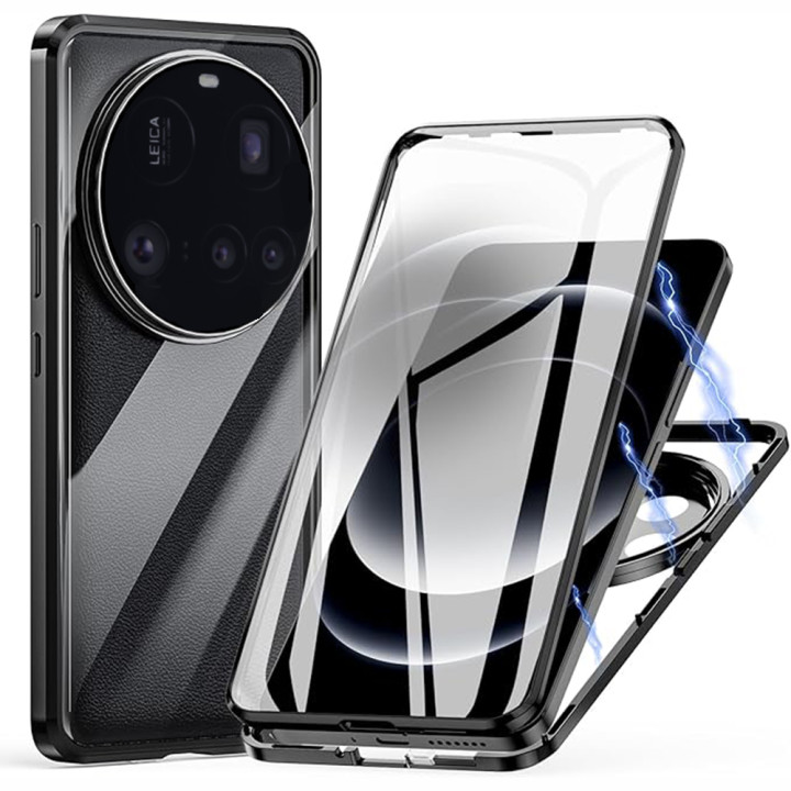 Магнитный чехол Metal Glass 360 для Xiaomi 15 Ultra с защитой экрана и камеры