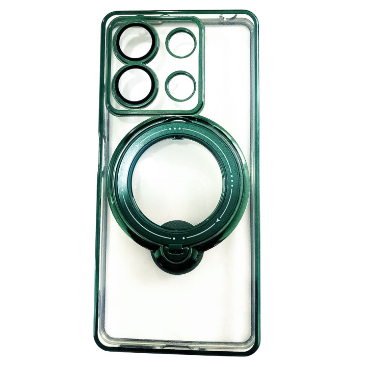 Силиконовый чехол накладка Clear Case для Redmi Note 13 4G с металлическим кольцом - держателем