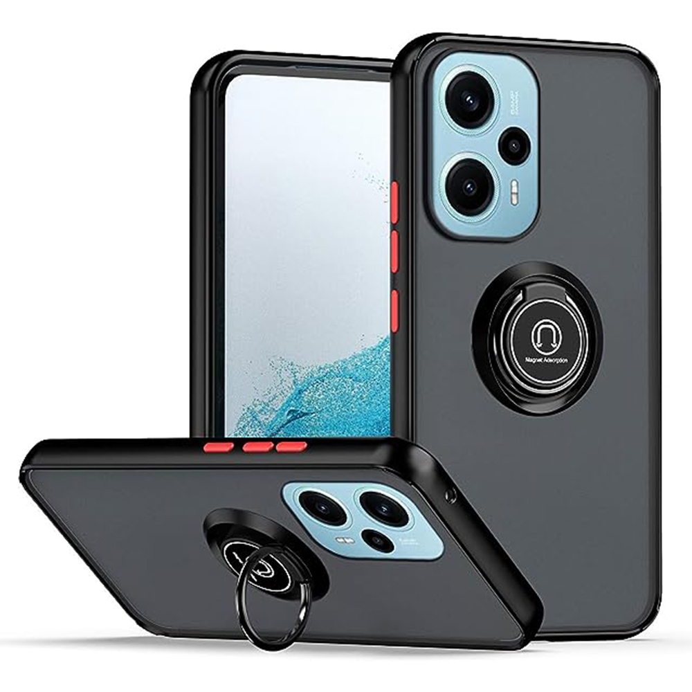 Чехол-накладка TPU Color Matte Ring для Xiaomi Poco F5 / Redmi Note 12 Turbo чёрно-красный