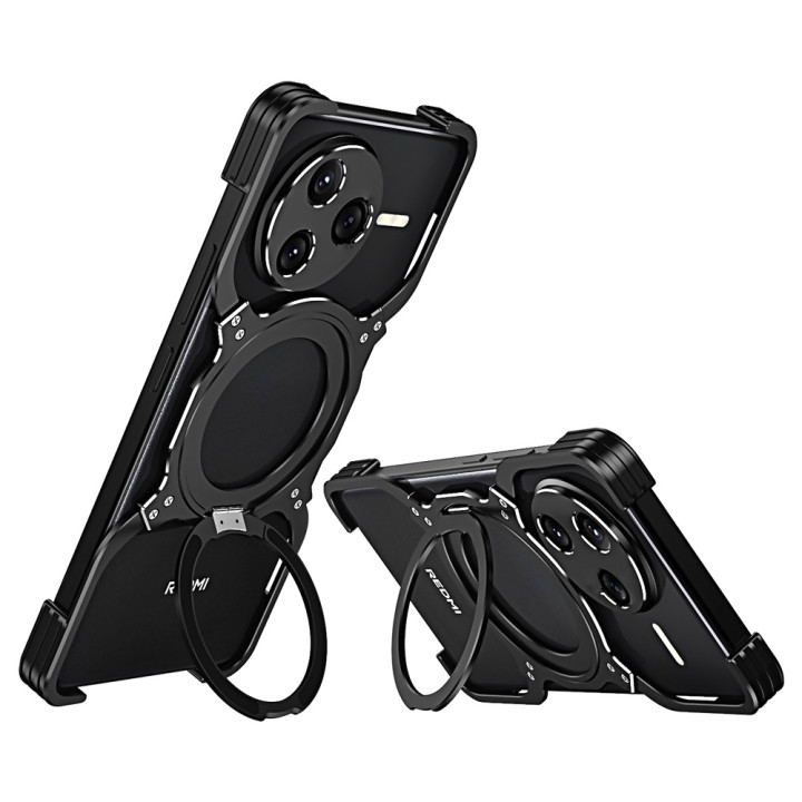 Чехол Metal Bamper with Ring для Xiaomi Poco F7 Pro / Redmi K80 с защитой на камеру