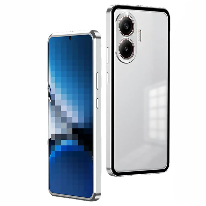 Противоударный чехол Metal Glass для Xiaomi Poco F7 с металлической рамкой