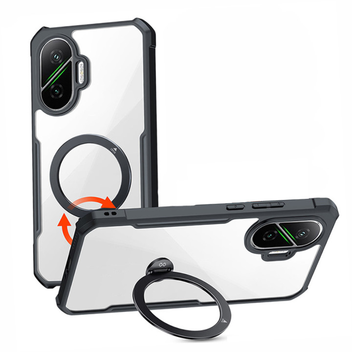 Протиударний чохол XUNDD Ring для Xiaomi Poco F7 з магнітним кільцем - підставкою, Black