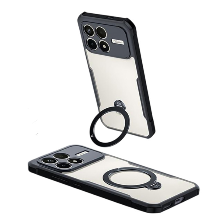 Противоударный чехол XUNDD Texture with Ring для Xiaomi Poco F8 Pro 5G / Redmi K90 5G с магнитным кольцом – подставкой, Black