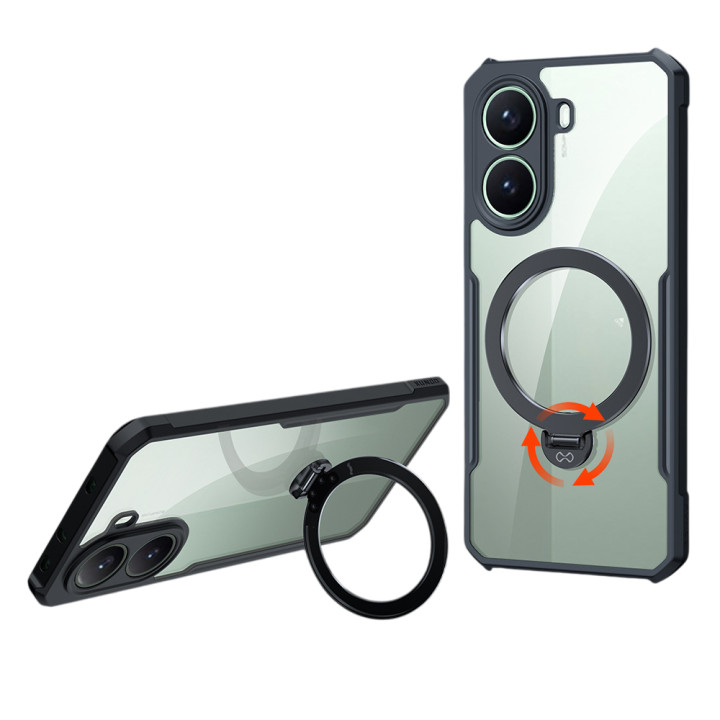 Противоударный чехол XUNDD Ring для Xiaomi Poco X7 Pro /  Redmi Turbo 4, Black