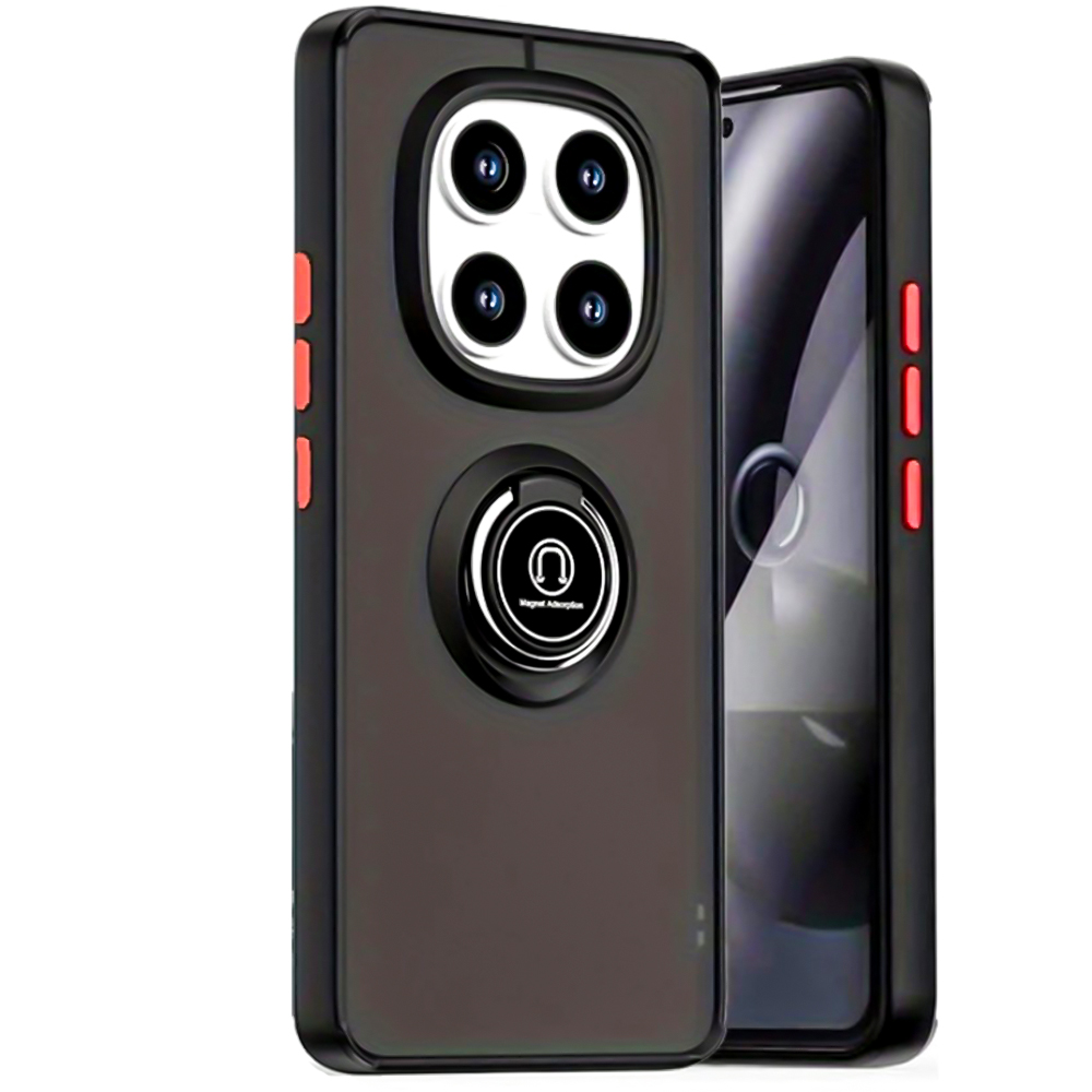 Чехол - накладка TPU Color Matte Ring для Xiaomi Redmi Note 14 Pro+ 5G черно-красный