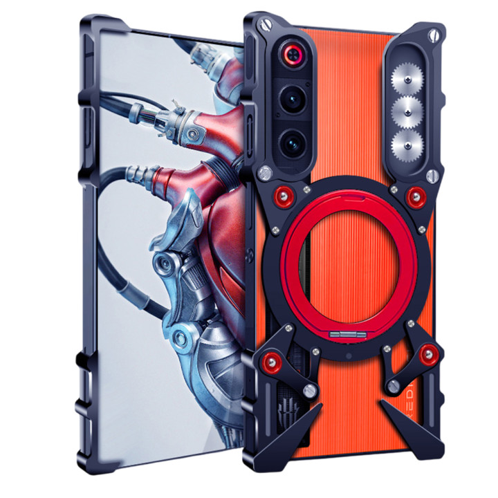 Чехол Metal Cyber Bamper для ZTE nubia RedMagic 10 Air с кольцом и шнурком - держателем