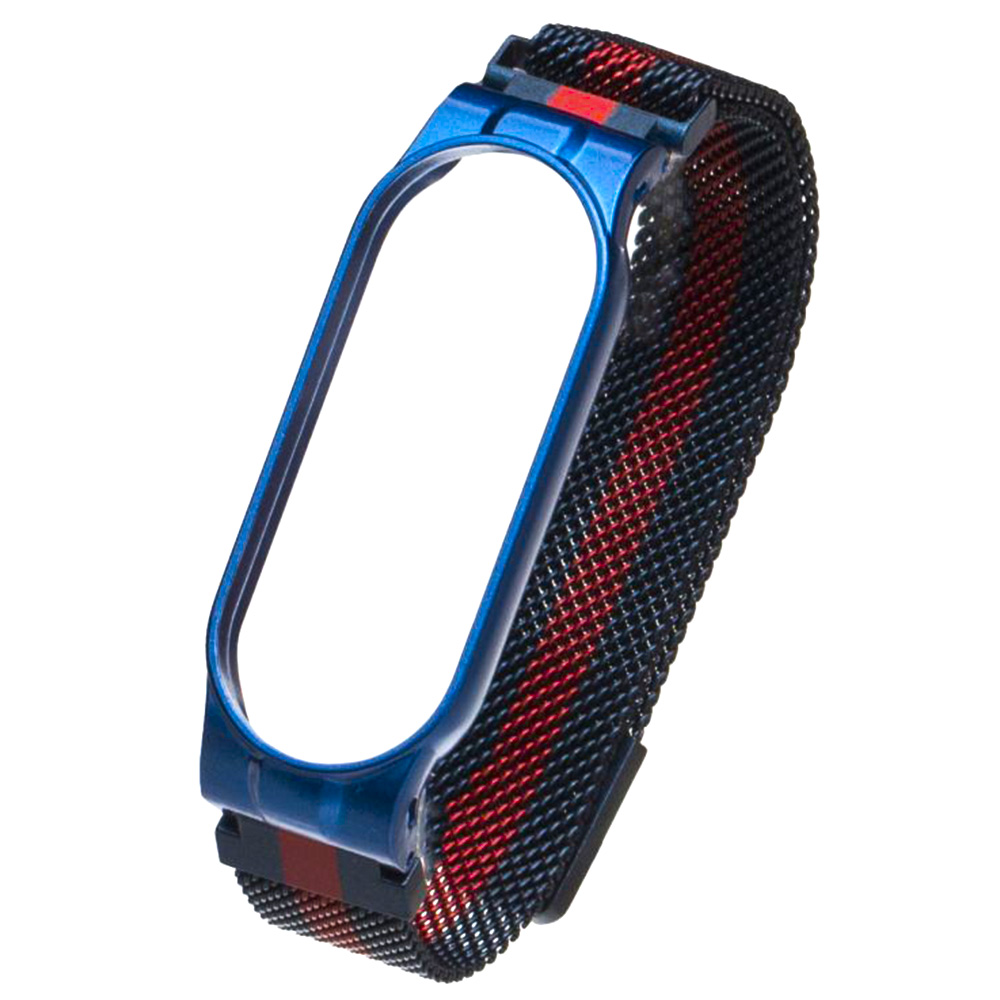 Ремешок Milanese Magnetic для браслета Xiaomi Mi Band 5 / Mi Band 6 красный с синим