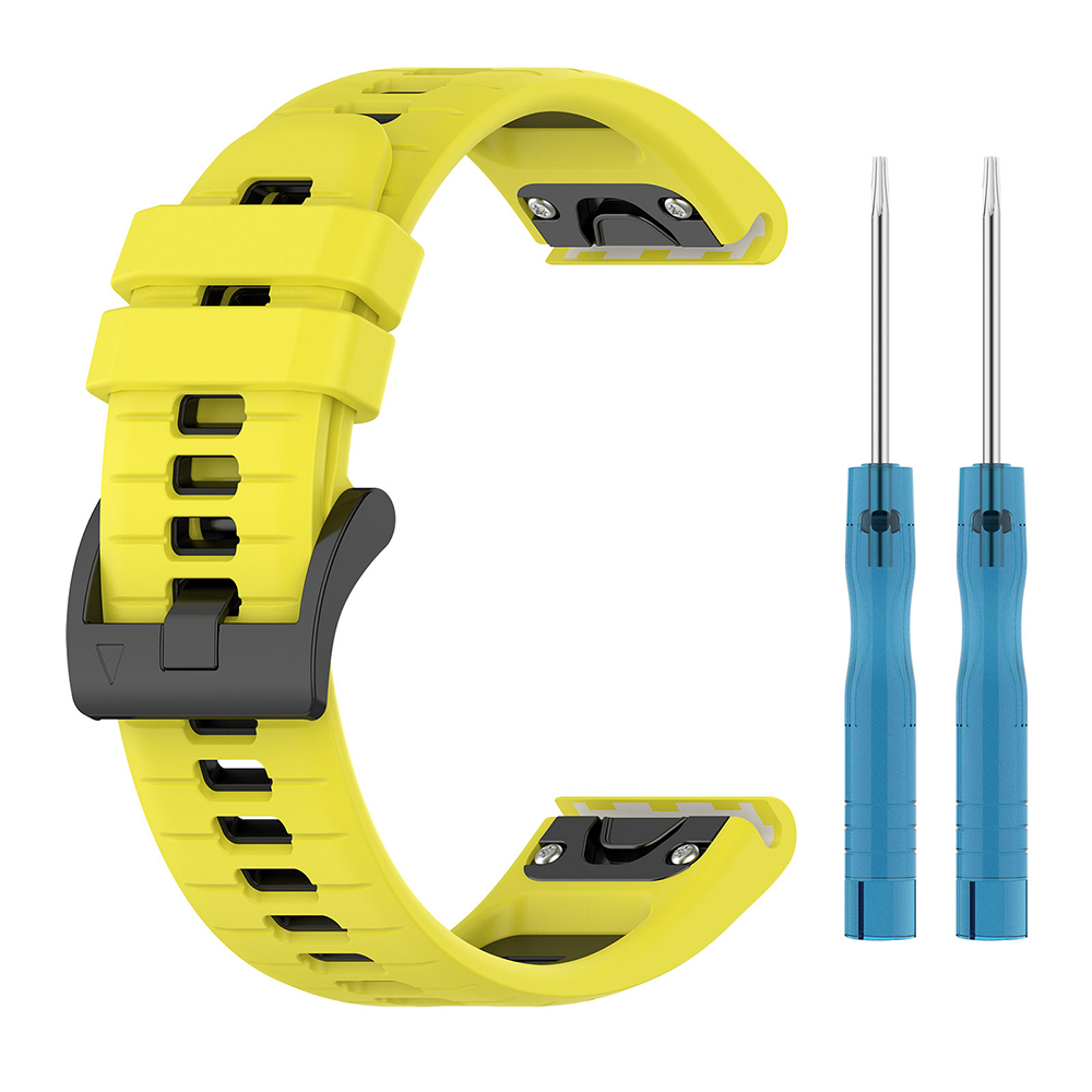 Ремешок Sport Silicone Dual Color для смарт-часов Garmin Fenix 8 43mm, 20мм черный с желтым