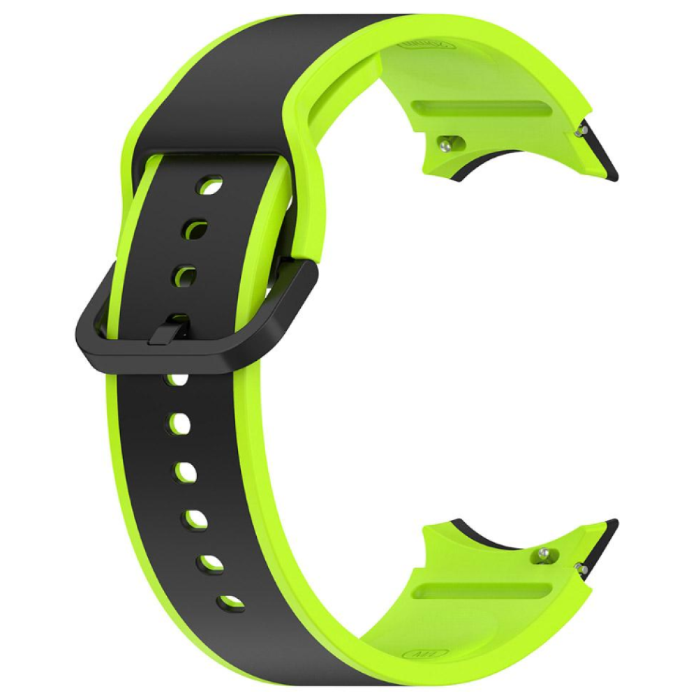 Силиконовый ремешок Silicone Dual Color для смарт часов Samsung Galaxy Watch 6 / 5 / 4, 22mm черно-салатовый