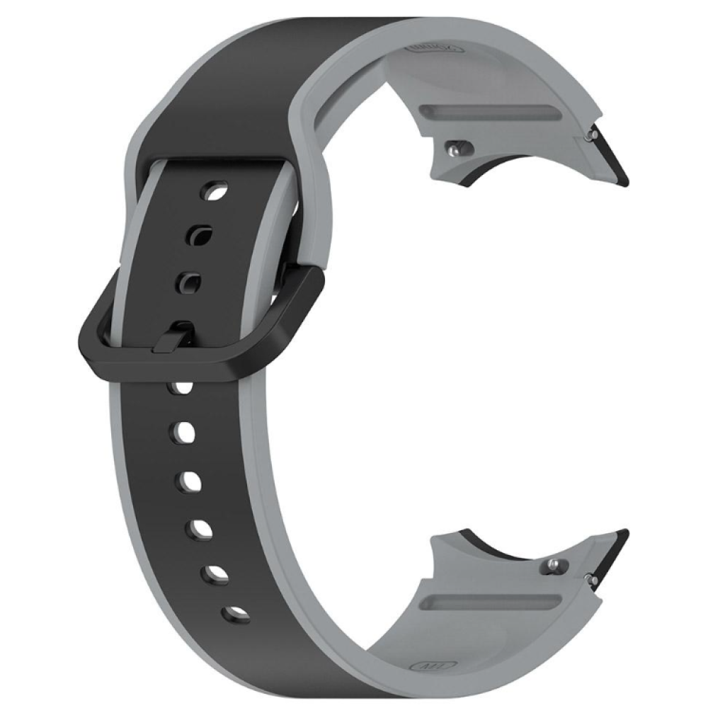 Силиконовый ремешок Silicone Dual Color для смарт часов Samsung Galaxy Watch 6 / 5 / 4, 22mm серый с черным