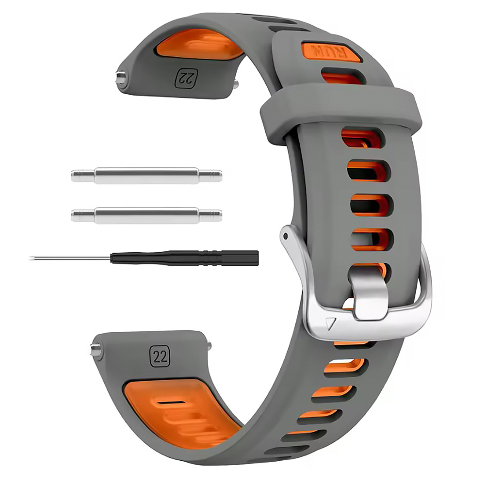 Ремешок Silicone Dual Color для смартчасов Garmin Forerunner 970, 22mm серый с оранжевым