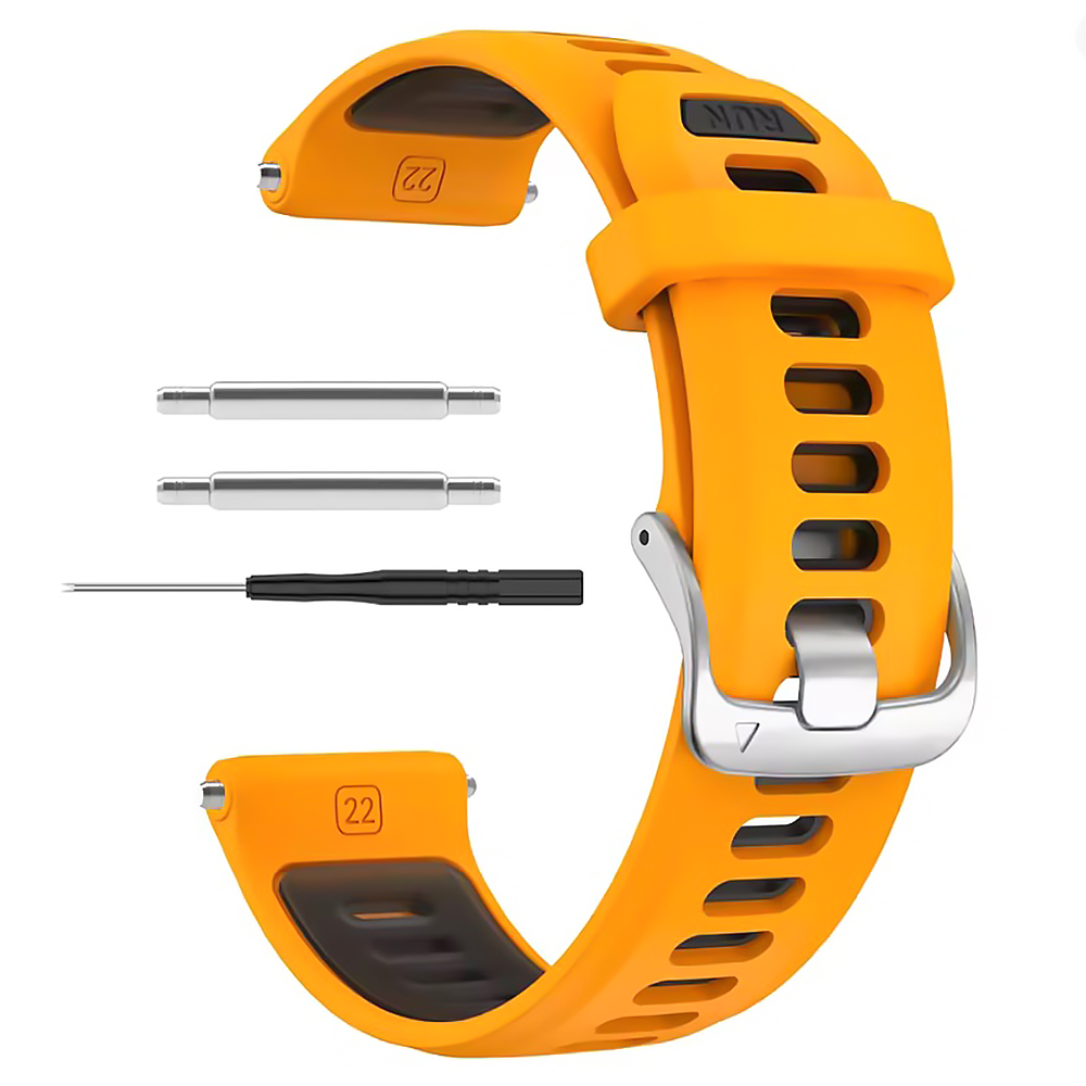 Ремешок Silicone Dual Color для смартчасов Garmin Forerunner 970, 22mm оранжево-черный