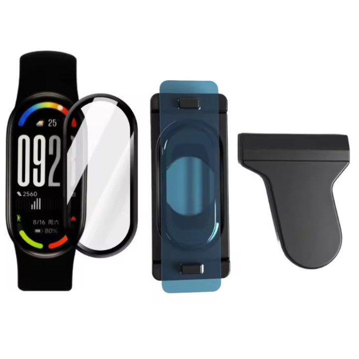 Защитное стекло HD Clear для смартчасов Xiaomi Smart Band 10 с рамкой для поклейки