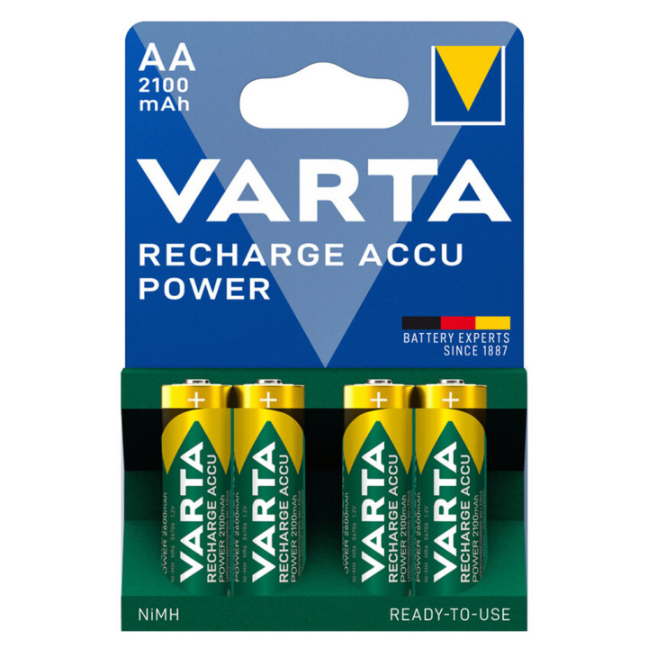 Аккумуляторные батарейки Varta Recharge Accu 2100mAh AA HR6 NiMH 1.2V, Green, 4 шт