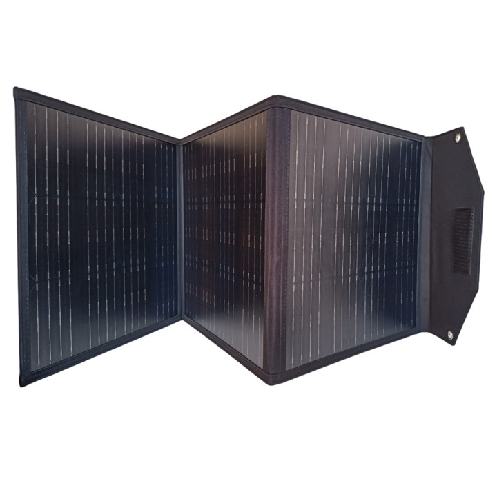 Портативная солнечная панель XO XRYG-416-3 60W с разъемами Type-C / USB / DC для зарядки устройств, Black