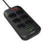 Сетевой удлинитель LDNIO SE6403 на 6 розеток, 4 USB 2м, Black