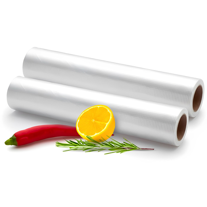 Рулонная пищевая пленка-пакет для вакууматора 12*500см*190мкм (для вакуумирования и хранения продуктов), Transparent