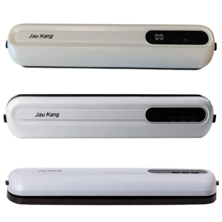 Бытовой вакууматор с индикатором и трубкой для вакуумирования Jau Kang Vacuum-Sealer ZKFK-005 90W (10 пакетов в подарок) с аккумулятором, White