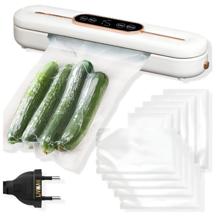 Бытовой вакууматор с дисплеем Vacuum Sealer ZKFK-006 90W (10 пакетов в подарок), White