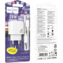 Мережевий зарядний пристрій Hoco CS54A PD20W + QC3.0 (1 USB / 1 Type-C) + кабель Type-C – Type-C, White