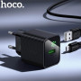 Мережевий зарядний пристрій Hoco CS81A QC3.0 (1 USB / 3A)  кабель USB to Type-C, Black