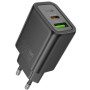 Мережевий зарядний пристрій HOCO N61 PD20W + QC3.0 (1 USB / 1 Type-C) + кабель Type-C – Type-C, Black