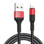 USB Data-кабель Hoco X26 USB to Lightning 2A 1m, Black - Red