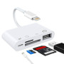 Адаптер OTG переходник картридер для iPhone / iPad NK-108L 4 in 1 Lightning / TF / SD / USB, White