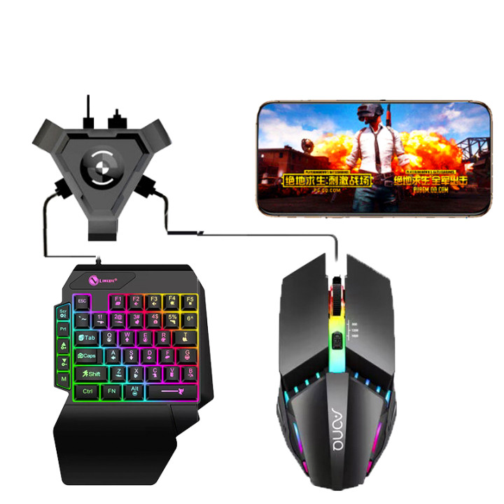 Игровой комплект 3-in-1 K103 (клавиатура+мышка M3+ переходник) с подсветкой для Android, Black