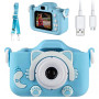 Детский фотоаппарат XO XJ01 200 mAh с силиконовым чехлом и ремешком, Blue