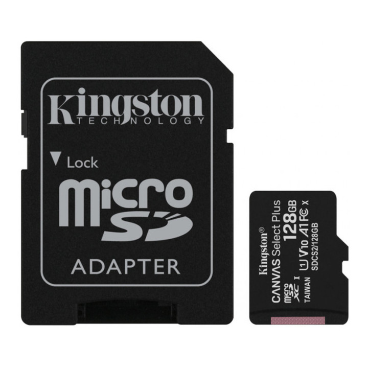 Карта памяти Kingston Canvas Select Plus A1 microSDXC 128GB Class 10 + адаптер SD, Black