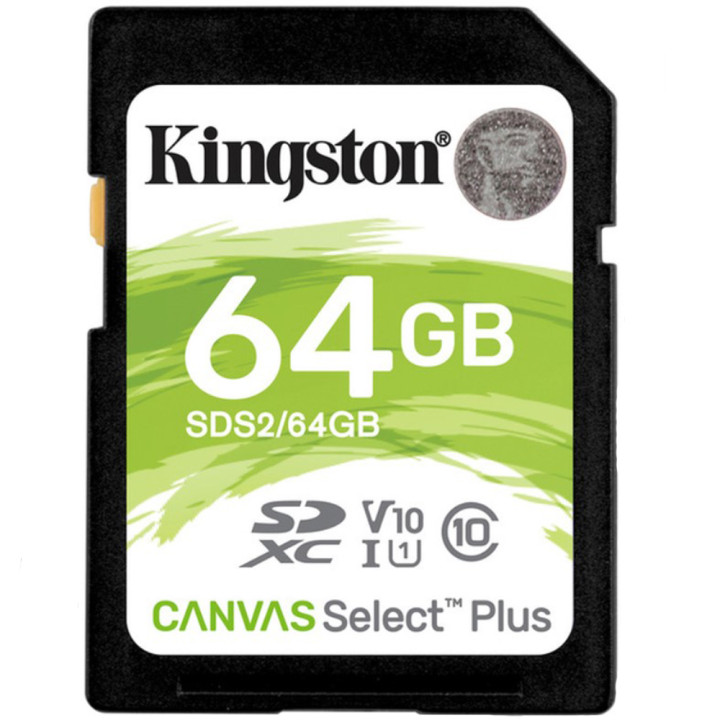 Карта памяти SDXC Kingston 64Gb Canvas Select Plus (UHS-1 U1) V10 (100Mb/S), Class 10