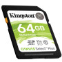 Карта памяти SDXC Kingston 64Gb Canvas Select Plus (UHS-1 U1) V10 (100Mb/S), Class 10