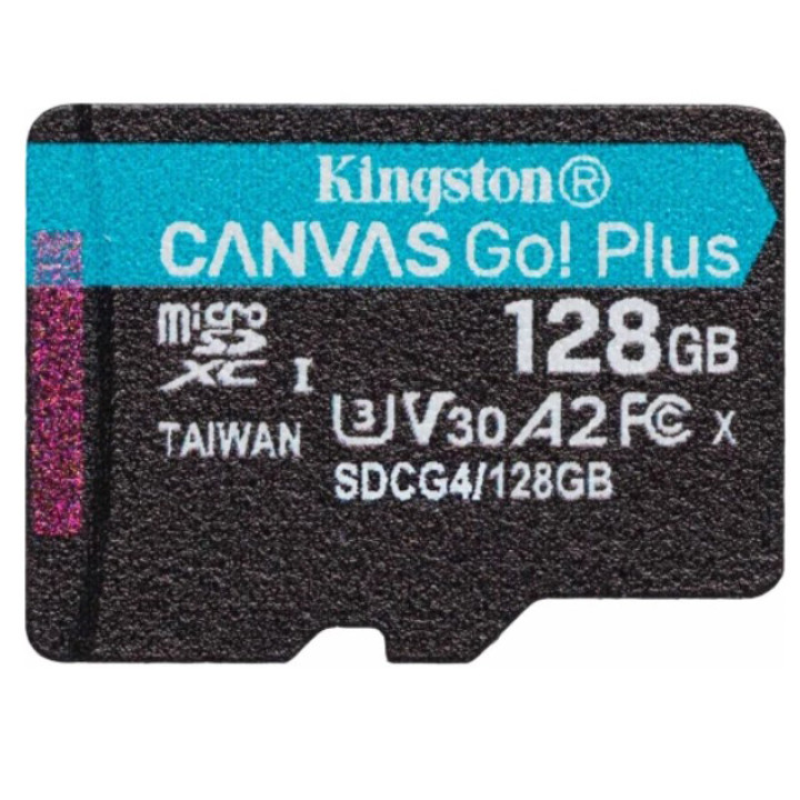 Карта памяти microSDXC Kingston Canvas Go Plus A2 V30 128Gb  (UHS-1 U3) (R-200Mb/s)