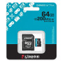 Карта памяти microSDXC Kingston Canvas Go Plus A2 V30 64Gb (UHS-1 U3) (R-200Mb/s) + Adapter SD